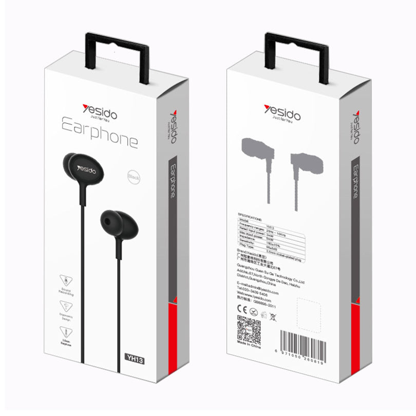 YESIDO YH13 Sports 3,5 mm Wire Control In-ear øretelefon Støjreduktion Ergonomisk musikhovedtelefon YESIDO YH13 Sports 3,5 mm Wire Control In-ear øretelefon Støjreduktion Ergonomisk musikhovedtelefon